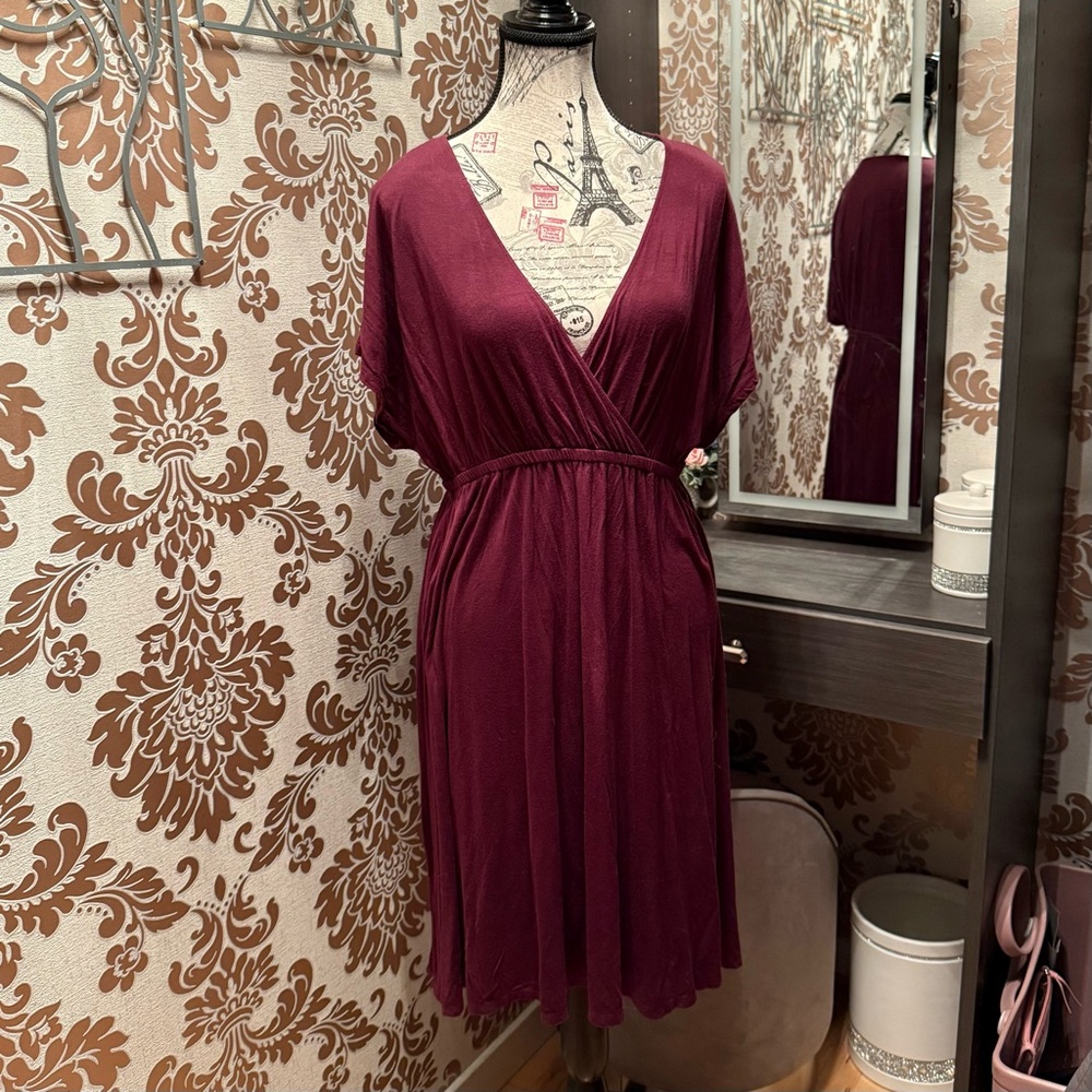 Burgundy Midi Wrap Dress